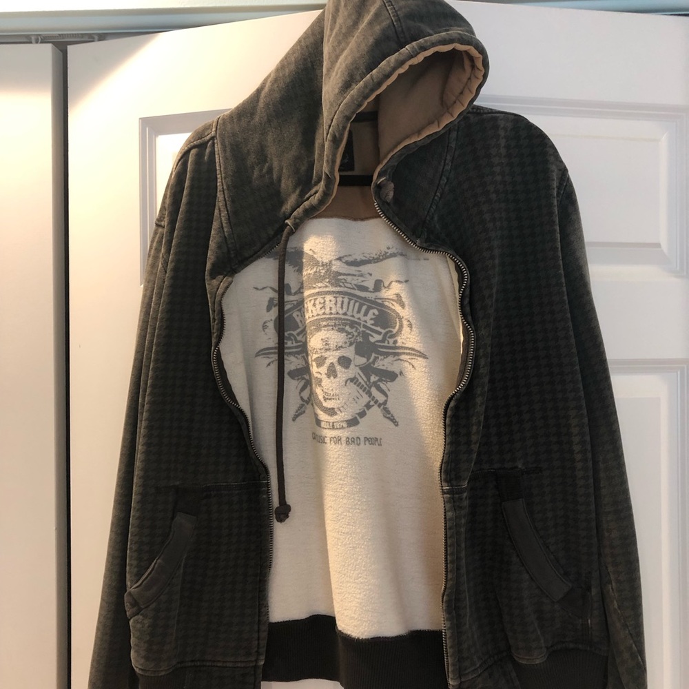 Rock & Republic Olive Green Quilted Hooded Jacket with Cream Sherpa Lining
